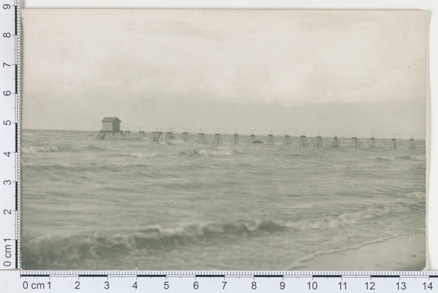 Swimming house with bridge, storm at sea 1910
