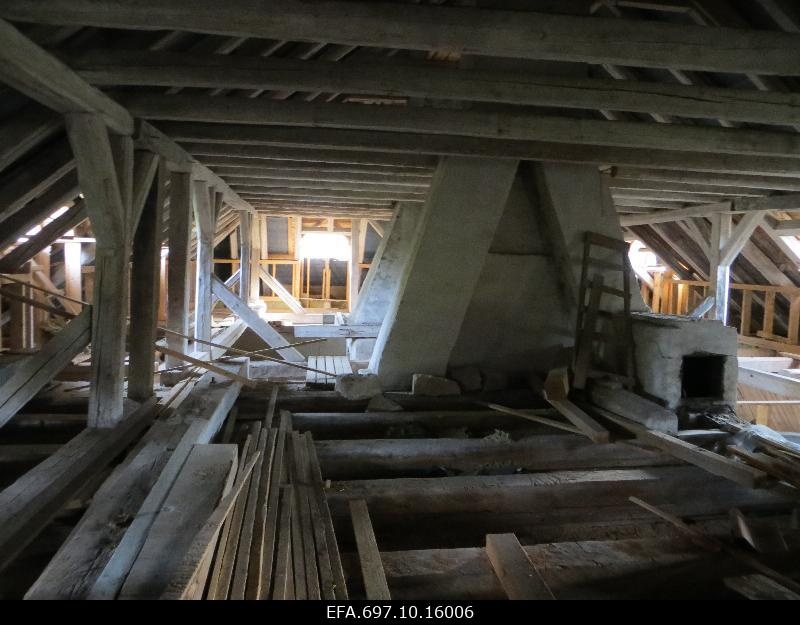 Main building of Liigavalla Manor. Indoor view. Bench.