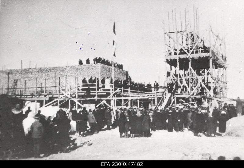 Festive cornerstone of construction of the production buildings of the Maardu phosphoride factory.