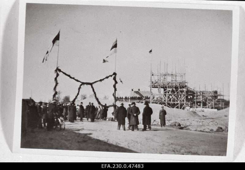 Festive cornerstone of construction of the production buildings of the Maardu phosphoride factory.