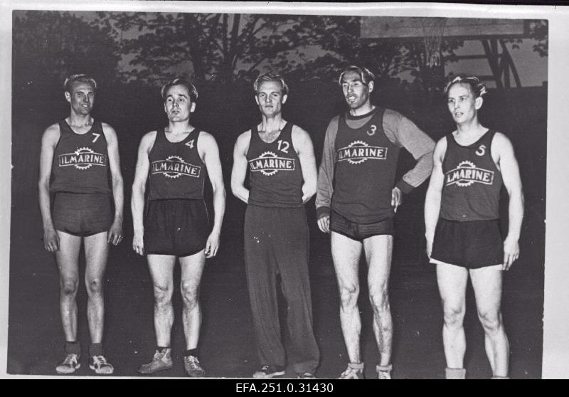 Ilmarine basketball team of the factory after winning the factory over the Estonian Kaabel basketball team.