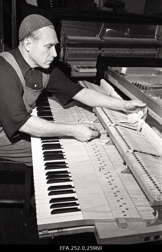 Harald Hallik, a worker at the Tallinn Klaver factory, regulates the concert voucher sent to Milan Estonia.