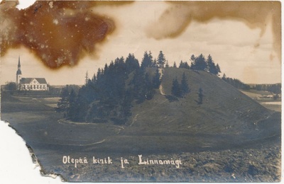 Photo postcard. View of Otepää church and Linnamäe. A. Laikmaa letter to sister Anni Laipman. 1922.  duplicate photo