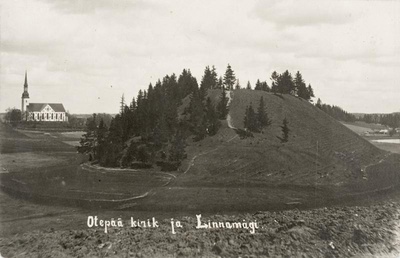 Photo postcard - Otepää Church and Linnamägi  duplicate photo