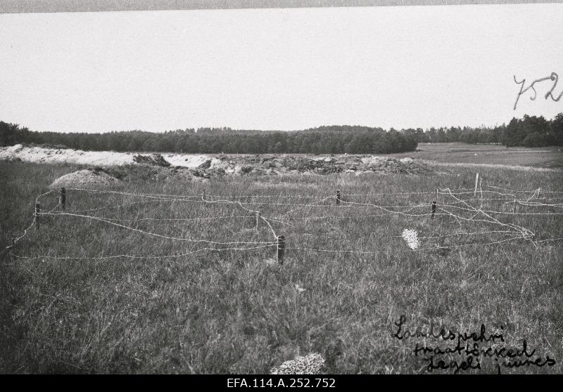 War of Liberty. Wire barrier built by Landeswehr in the River Maza Jugla River region.