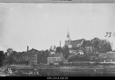 War of Liberty. View of the city of Volmar (Valmiera) over the River Koiva (Gauja).  duplicate photo