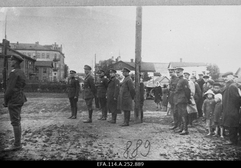 British officers on military parade.