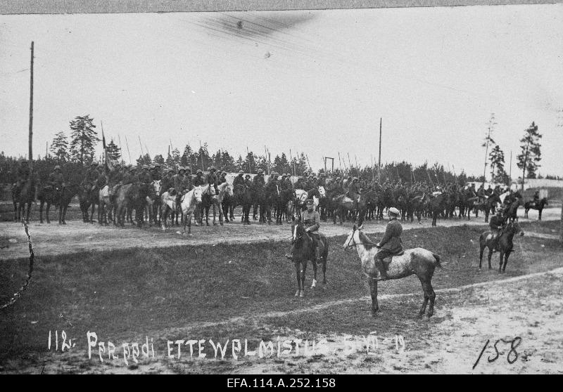 War of Liberty. Practice the winning parade against Landeswehr in the vicinity of Riga. 3rd Division Chief of Staff Nikolai Reek (in front of the viewer) inspects the 2nd row of the army.