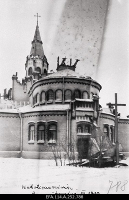 War of Liberty. The Catholic Church of Narva Saint Antonius, which suffered from the fire of the Red Army artillery.  duplicate photo