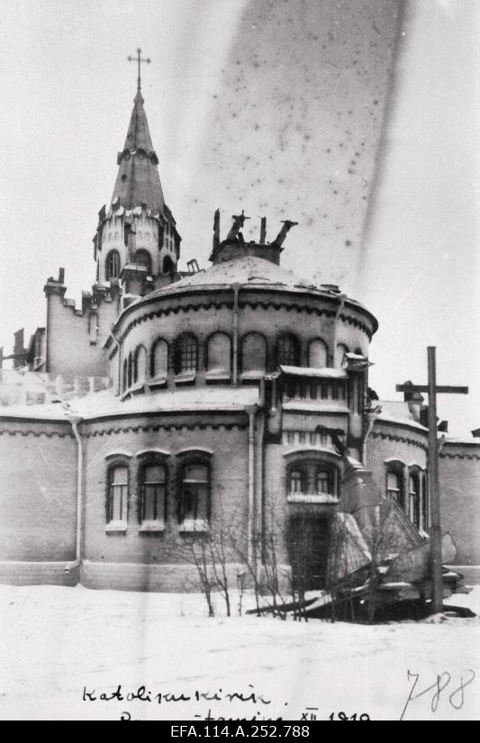 War of Liberty. The Catholic Church of Narva Saint Antonius, which suffered from the fire of the Red Army artillery.