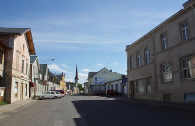 Fotopostkaart. Rakvere Pikk tänav rephoto