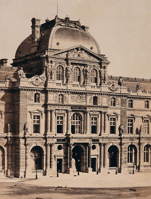 Pavillon Sully, the Louvre, Paris, France. Photograph (by douard Baldus ?), ca. 1860. -