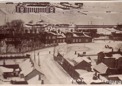 View of Rakvere railway station building rephoto