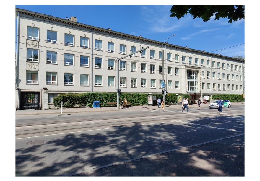 Riiklik Kolledž Tallinnas, vaade hoonele. Arhitektid Erika Nõva ja Alar Kotli rephoto