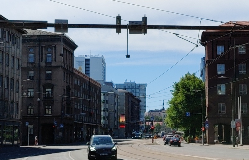 Tallinn, Narva mnt alguse uushoonestus 1960. aastate algul, kaadris autod ja tramm rephoto