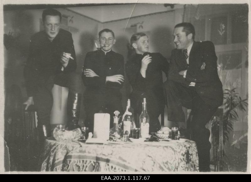 Lithuanian school boys who were in correspondence with Pärnu School of Commerce girls smoking in the party room