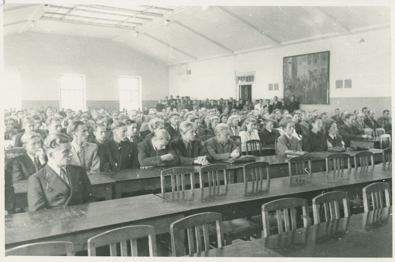 TPI üliõpilased loengul 7.auditooriumis Kopli vanas peahoones, 1950.-ndad a.
