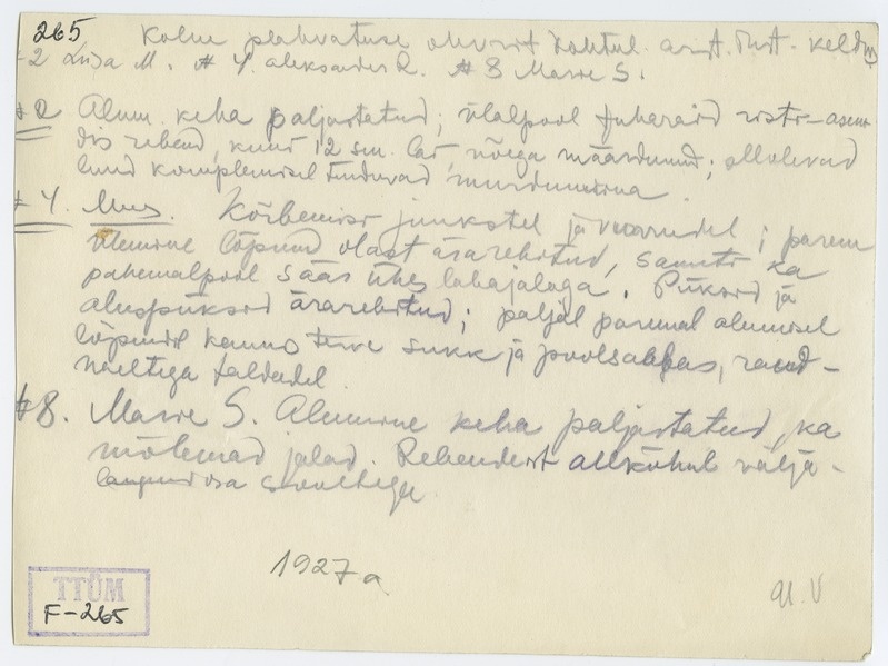 "Heliose" vabriku 3 plahvatuse ohvrit TÜ Kohtuliku Arstiteaduse Instituudis laual, 1927