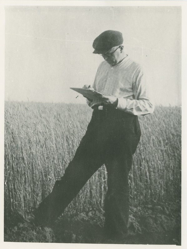 Dotsent Herbert Muischneek Lagedil mõõdistamas, 1950.-ndad a.