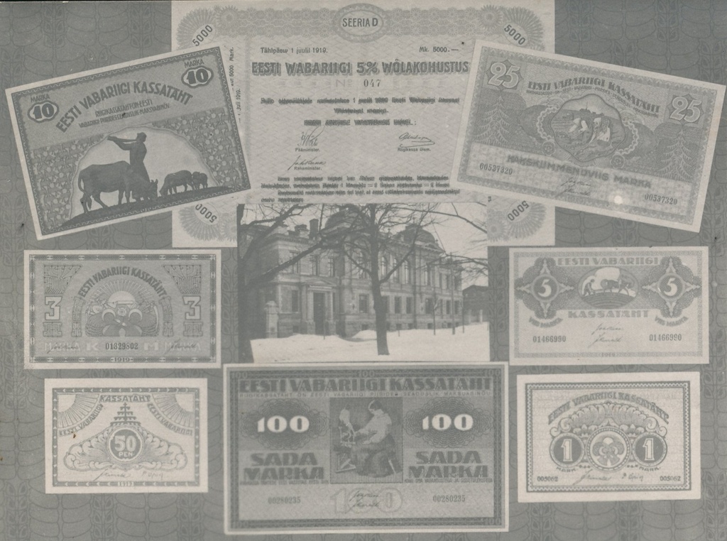 Fotomontaaþ. Eesti Vabariigi paberrahad 1919-1927 .Parikaste foto.