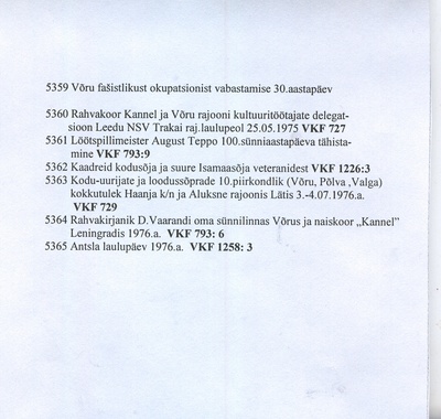 Kitsasfilm. Kodu-uurijate ja loodussõprade 10.piirkondlik kokkutulek Haanja k/n ja Aluksne rajoonis Lätimaal 3.-4.07.1976.a. viidud DVD-le 2006.a.  duplicate photo