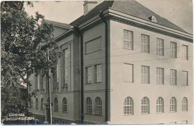 Photo postcard. Läänemaa Ühisgümnaasiumi building Wiedemanni t. 1930s. Photo: J. Grünthal. 9*13,9  duplicate photo