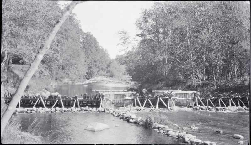 Jõgi, esiplaanil kalatõke (?)