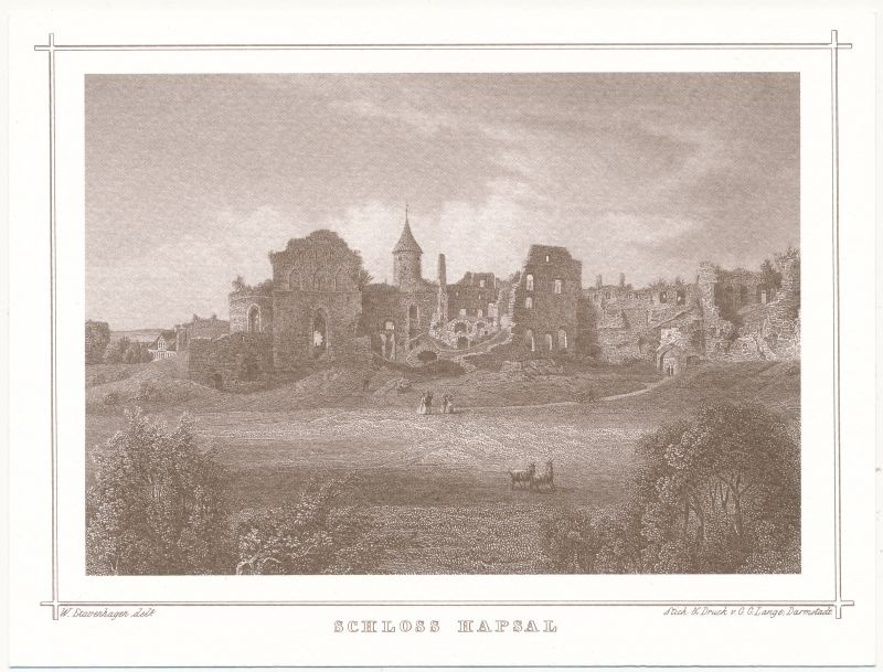 Postcard. Haapsalu Castle 1866. W.s. According to Stavenhagen.