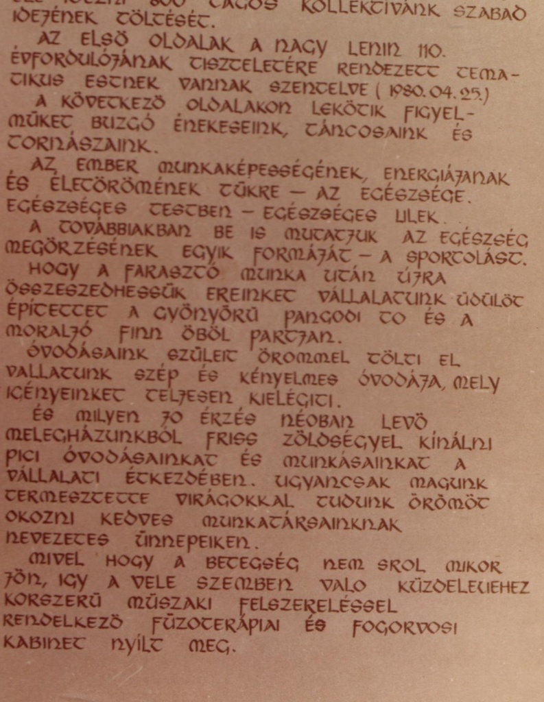 Ungarikeelne tutvustustekst Tartu PTK-st