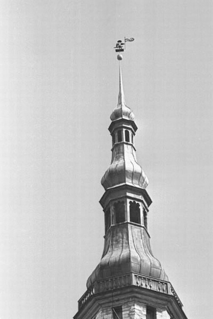 Old Tallinn. The tower of the Raekoja.