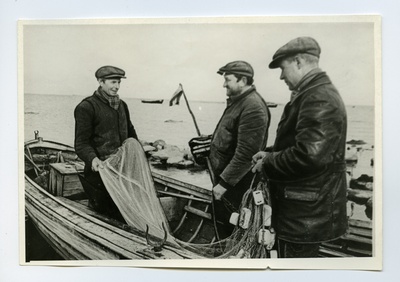 North Coast fishermen in J. Saaba, I. Keina and V. Saaba in the boat  duplicate photo