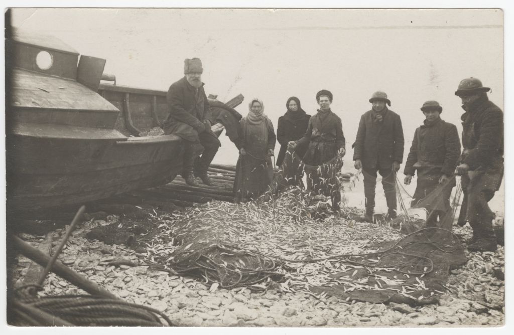 Fishermen saving fish from the network