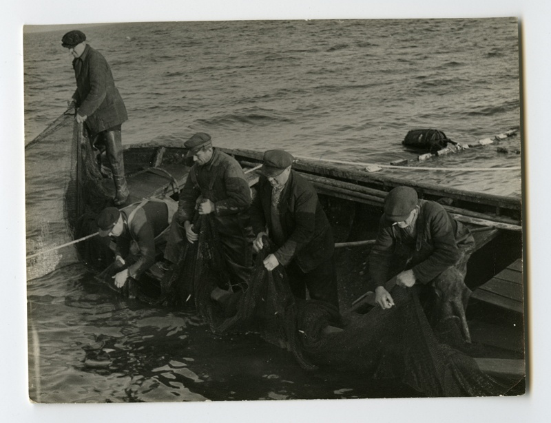 "pärnuranna" fishermen of collhose at sea in the net