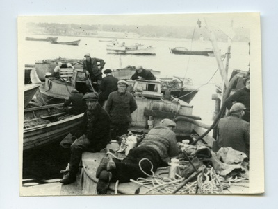 Boats and fishermen at Kihnu Harbour  duplicate photo