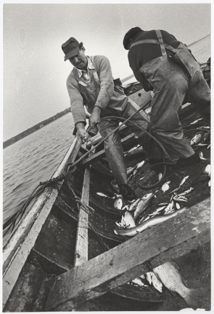 Fishermen with boat in the Gulf of "Pärnu Kalur" fishermen