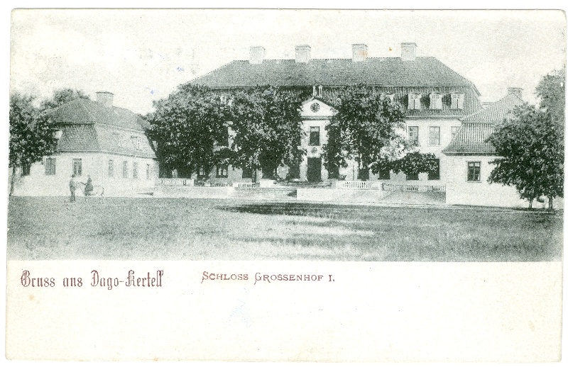 Picture postcard. Johanna Menert's whole. Front side of the manor house of Suuremõisa, Hiiumaal. ~1905.