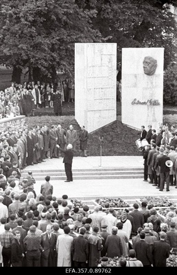 Kirjanik E. Vilde mälestusmärgi avamine Harju tänaval.  similar photo