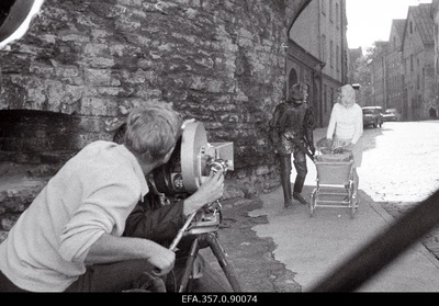 Filmistuudio "Tallinnfilm" värvifilmi "Varastati Vana Toomas" filmimine. Vana Toomas - ENSV teeneline kunstitegelane Kaljo Kiisk.  similar photo