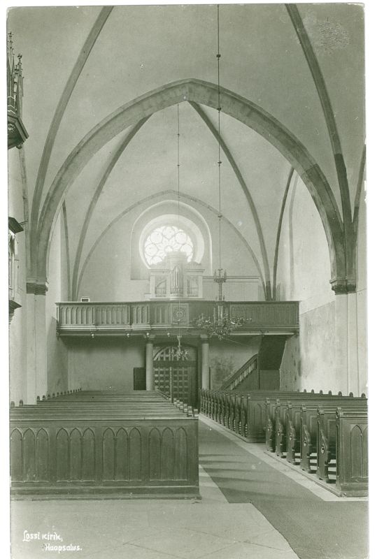 Photo postcard. Johanna Menert's whole. Internal view of the Haapsalu Lossi Church. View of the choir head. U. 1930