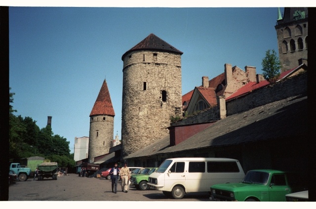 Cars Parking at the Tallinn City Wall Epping and Grusebeke Rear Tower