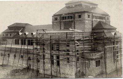 Construction of Rakvere folk house (now theatre house). Arh. Johann Ostrat  duplicate photo
