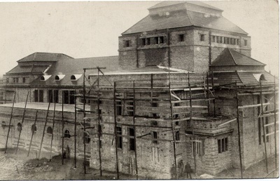 Construction of Rakvere folk house (now theatre house). Arh. Johann Ostrat  similar photo