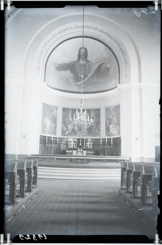 Tallinn, Kaarli kiriku altar. Johann Köleri fresko "Tulge minu juurde kõik, kes teie vaevatud ja koormatud olete, mina tahan teile hingamist saata" ehk "Kutsuv Õnnistegija"