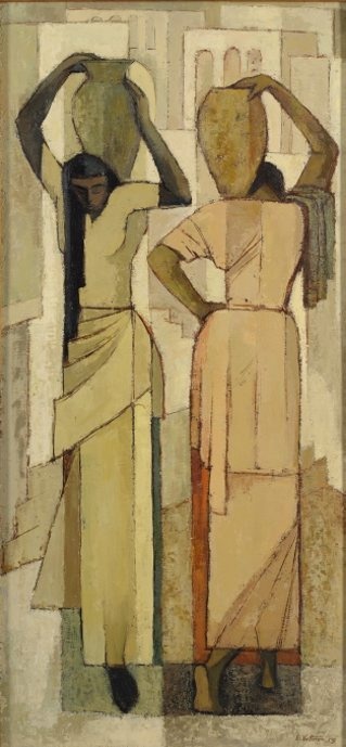 Kaks vaasi kandvat naist