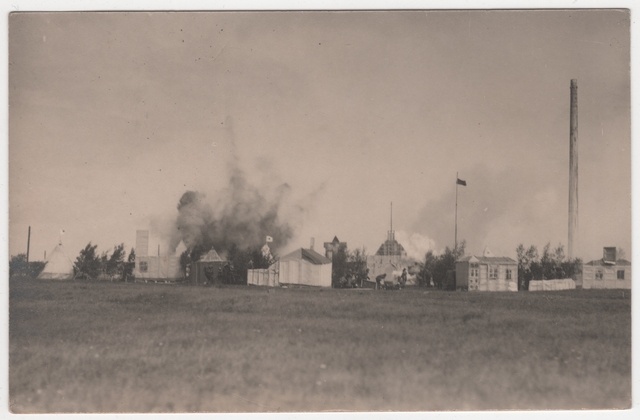 Air defence and fire-fighting exercises at the Hipodroom of Tallinn, the bomb explosion between the makets.