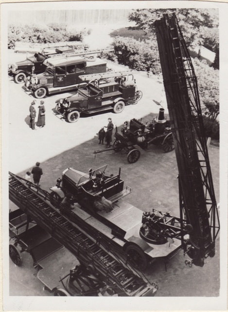 Fire-fighting cars on the Hipodroom of Tallinn, front of the cars in 1938.