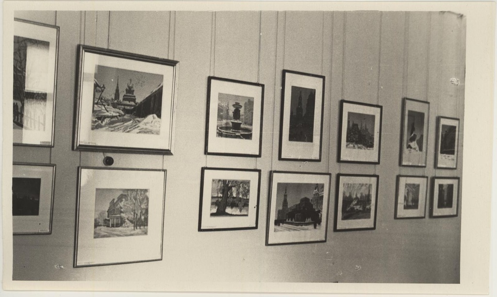 Vaade "Nõukogude kunstnike ofordi ja gravüüri näituselt 21.02.1954 - 14.04.1954. IV tuba