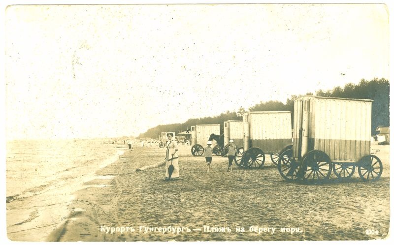Photo. Resort Hungerburg (Narva-Jõesuu) sea beach. 1914. Postis 1916.