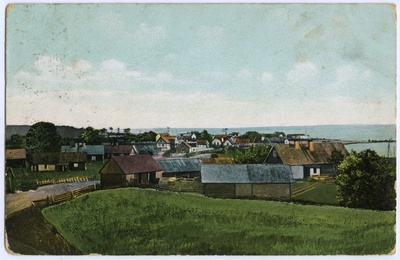 View of the Great Village. On the front of the field, behind the village and the sea.  duplicate photo