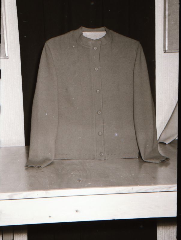 Negatiiv. Teeninduskombinaat "haapsalu" 1968.a. silmkoe toodete näidised. Kampsun - mudel 1968.
Kopeerija: M. Arro, 1967.